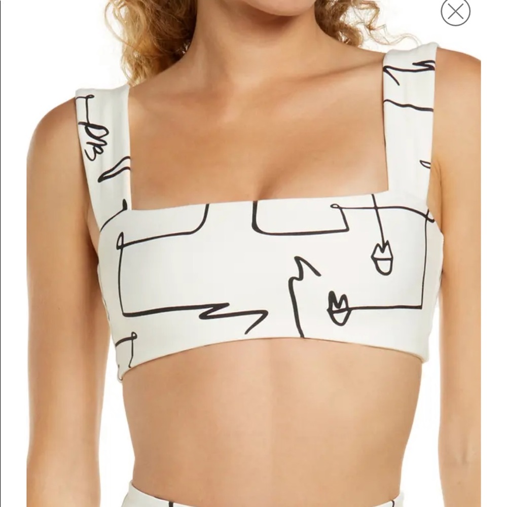 WeWoreWhat Bandeau Athleisure Bra in Squiggle Abstract Print Size L NWT